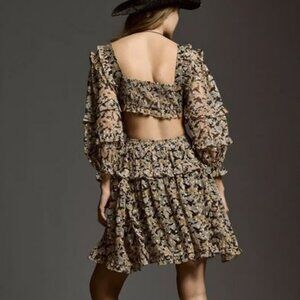 By Anthropologie v-neck Ruffle Cutout Dress - size M